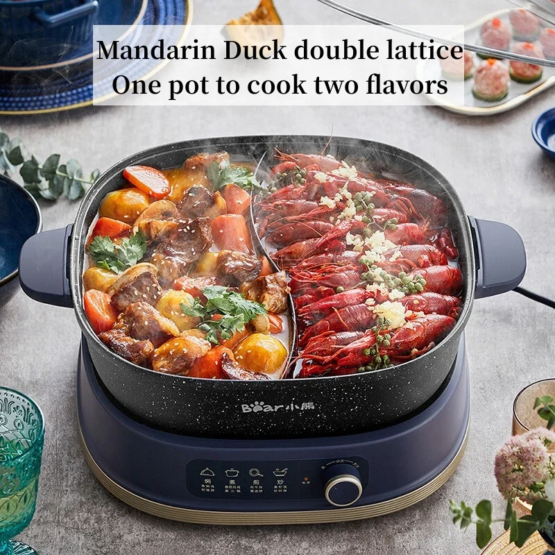 Bear Multi-functional Electric Hot Pot Split Type Electric Cooking Pot Household Stir-fry Stew Pot Kitchen Cooking Appliances