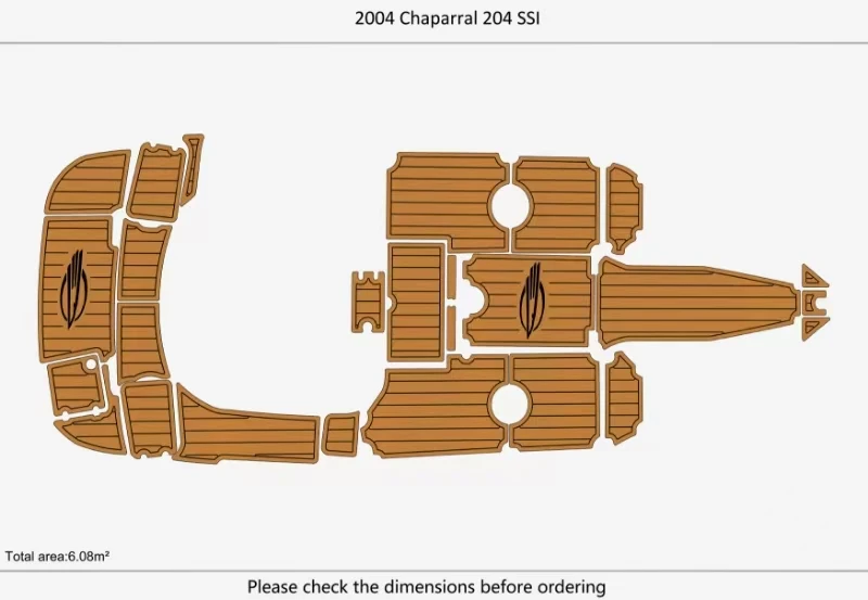 

2004 Chaparral 204 SSI Плавательная платформа Кокпита Pad Лодка Напольный коврик из искусственного тикового дерева из ЭВА