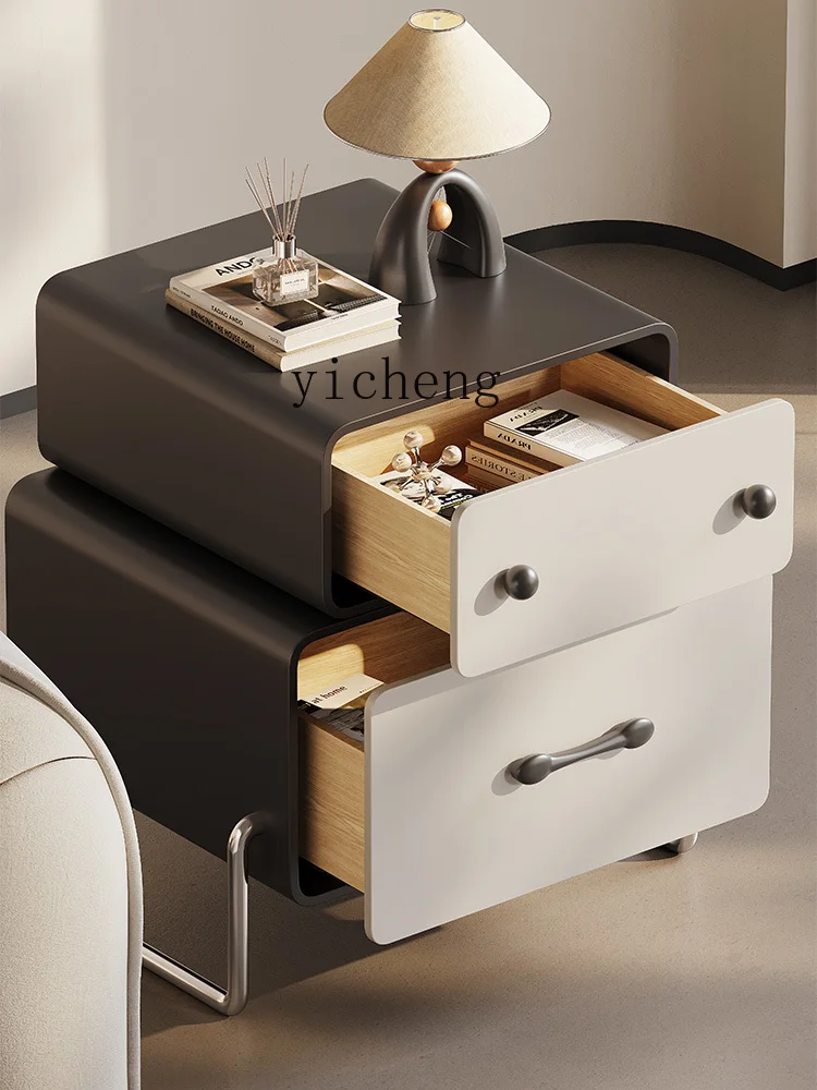 

Retro Style Bedside Table Bedroom and Household Modern Minimalist Black and White Storage Paint Side Cabinet