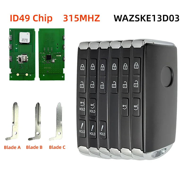 WAZSKE13D03 Replacement Smart Remote Key Fob 315MHz FSK ID49 Chip For Mazda 3 6 CX-5 CX-3 CX-4 CX-9 CX-50 CX-90 MX-5 Miata Axela