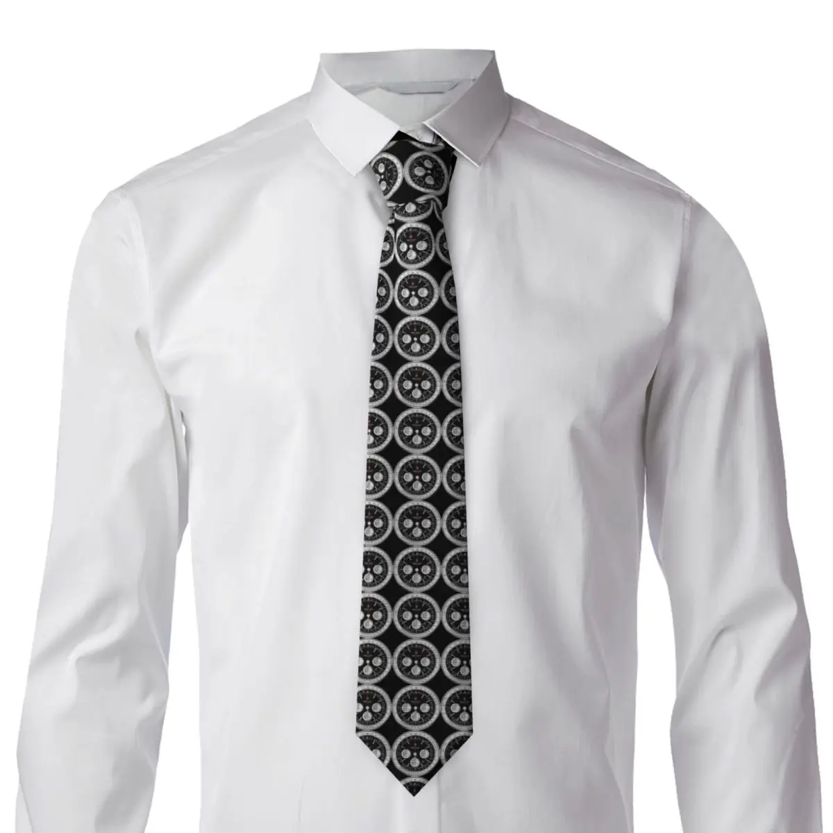 Black Luxury Watch Face Necktie for Men Silk Polyester 8 cm Neck Ties Wedding Business Tie Casual Gravatas