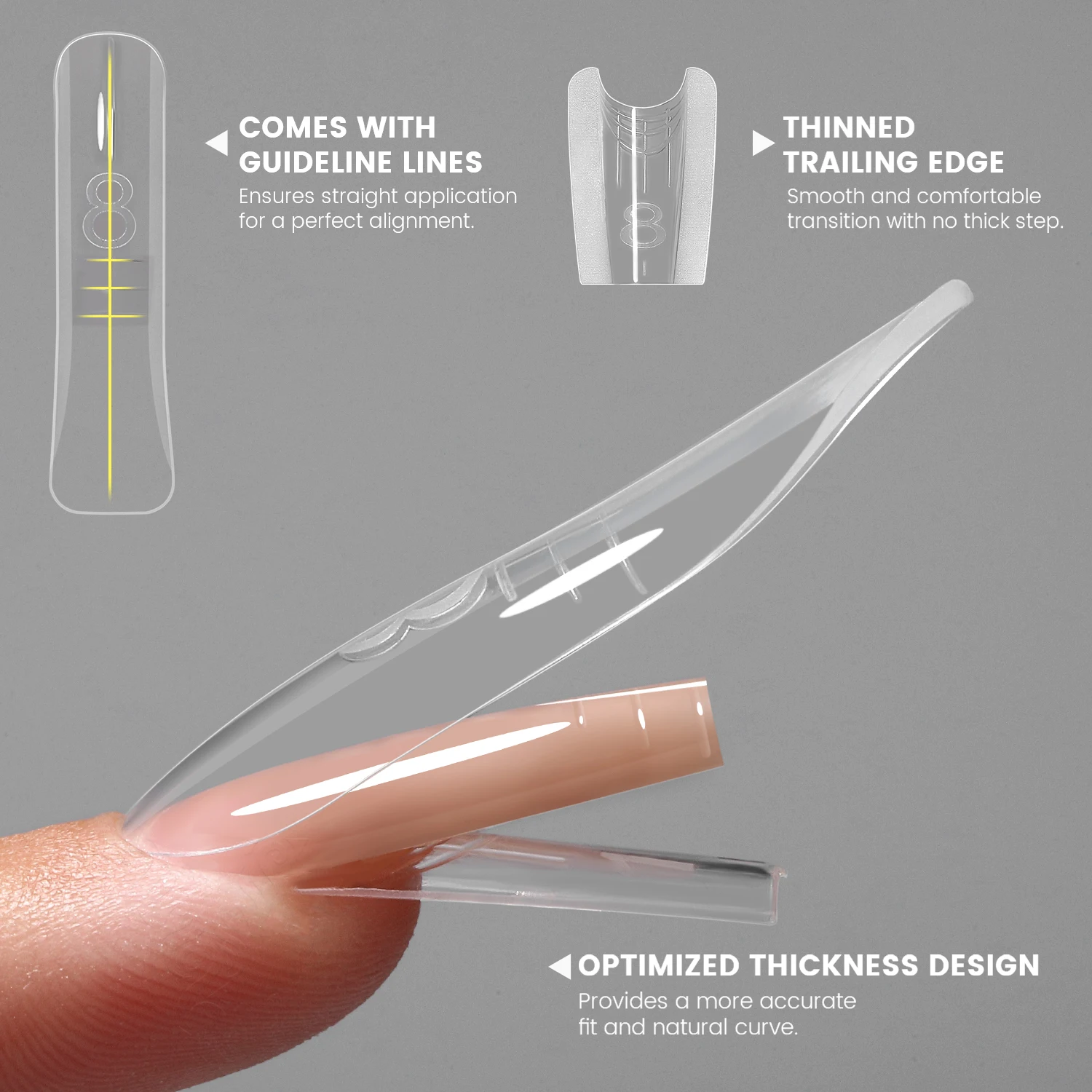 جديد YOKEFELLOW & MR مسمار ساندويتش شكل الأظافر 240 قطعة 15 حجم مربع ملحقات الأظافر العلوي والسفلي شكل مجموعة لملحقات الأظافر السريعة #2