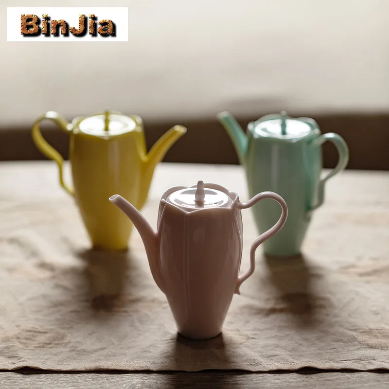 

180 мл имитация династии Сун, монохромная глазурь, чайник, эстетический чайник для заварки чая, чайник с фильтром, коллекция посуды для напитков