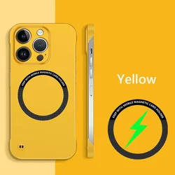 For Magsafe Magnetic Frameless Hard Phone Case for IPhone 16E Pro Max 14 13 12 Plus XS Max XR Wireless Charging Shockproof Cover