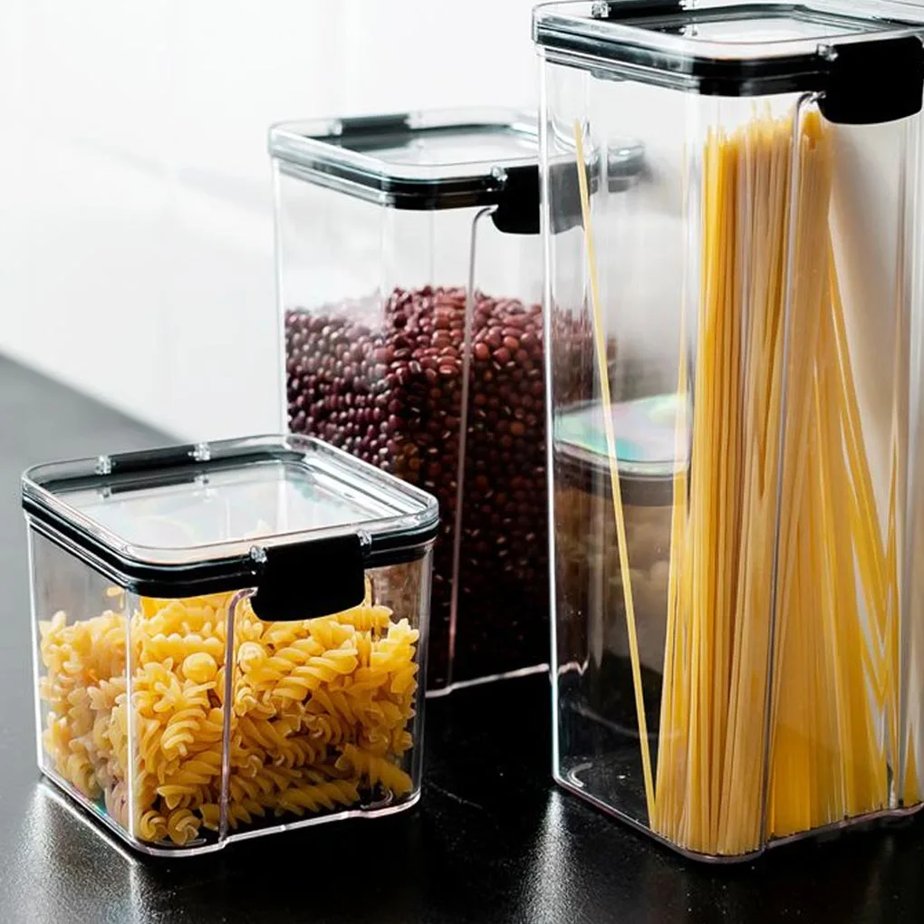 Cereal Storage Container Airtight Food Fresh Box Square Clear Sealed Jar Food Sacks Dispenser  700ml