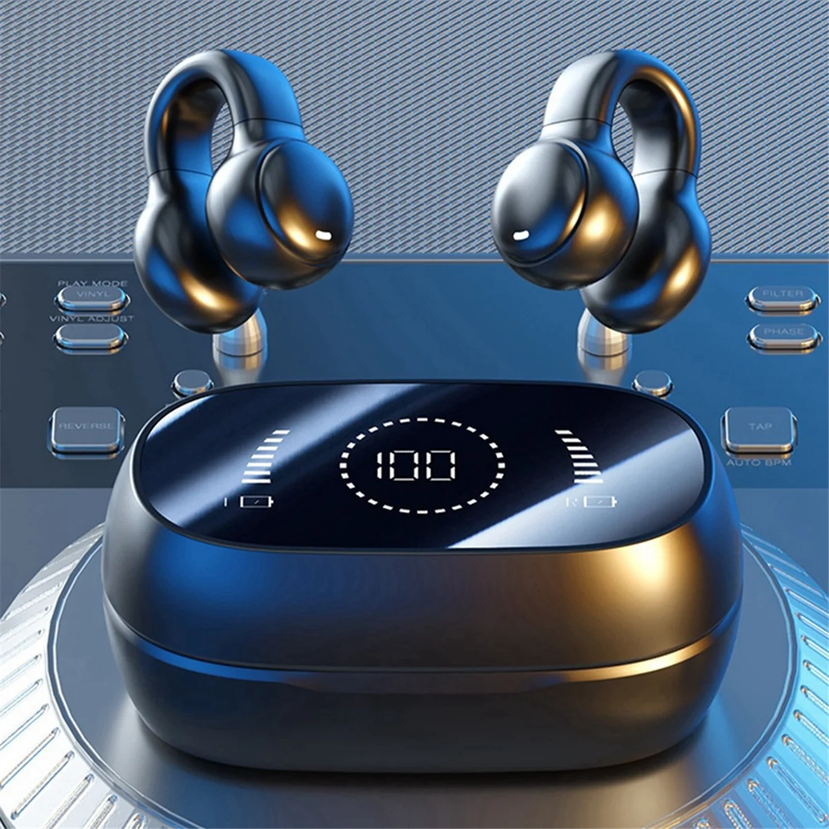 하이 퀄리티 골전도 무선 헤드폰, 블루투스 소음 감소, 스포츠 게임용 헤드폰, 흰색