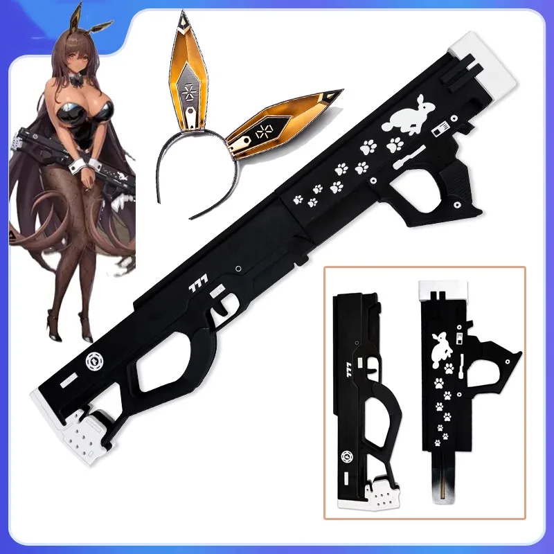 NIKKE The Goddess of Victory NOIR Cosplay Bunny X 777 Black Rabbit Weapon Model EVA PVC Handmade Gun Halloween Prop Headwear