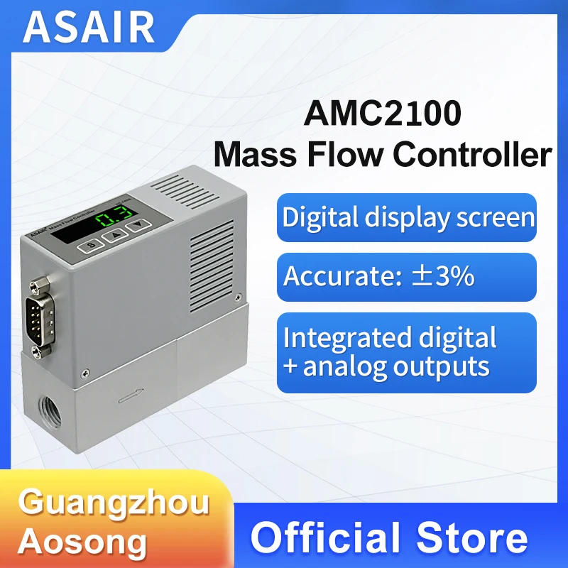 ASAIR AMC2100 digital display MFC gas mass flow controller oxygen air nitrogen gas flow meter