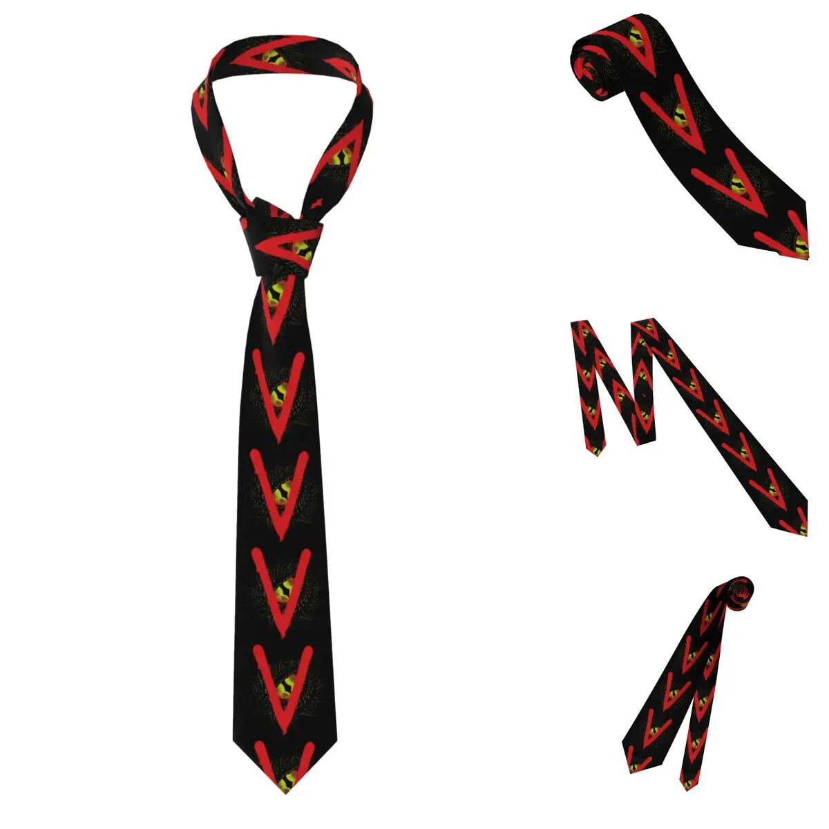V The Visitors Insignia Necktie for Men Silk Polyester Slim Neck Ties Wedding Business Tie Casual Gravatas