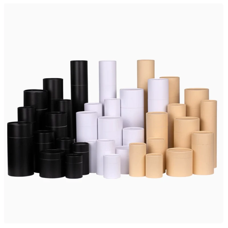 

10pcs round Cylinder Black/White/kraft Cardboard Tea Coffee Container,Packaging for Drawing,T-Shirt,mouse pad cylinder package
