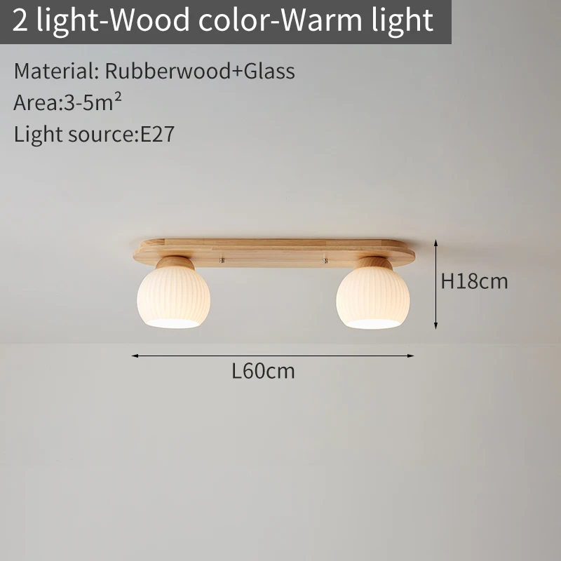 BOTIMI Wooden Long Ceiling Lights With Round Glass Lampshades Walnut Wood Corridor Lamps Island Kitchen Dining Lighting Fixtures