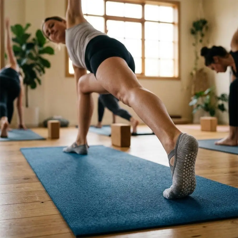 1/2/4 Pairs Yoga Socks, Cross Strap, Full Sole Silicone Grips, Anti Skid Socks for Women, Pilates, Ballet, Home Fitness, Indoor image 4