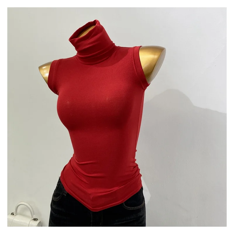 Comfortable High Ne Svel Women's Base irt Micro Transparent Slim Fit Sexy T-irt New 2025 Inner Wear Top