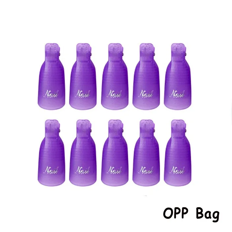 10 Pcs/Bag Colorful Acrylic Nail Art Soak Off Cap Clips Nails Cleaning Manicure UV Gel Polish Soak off Wrap Tools For Finger