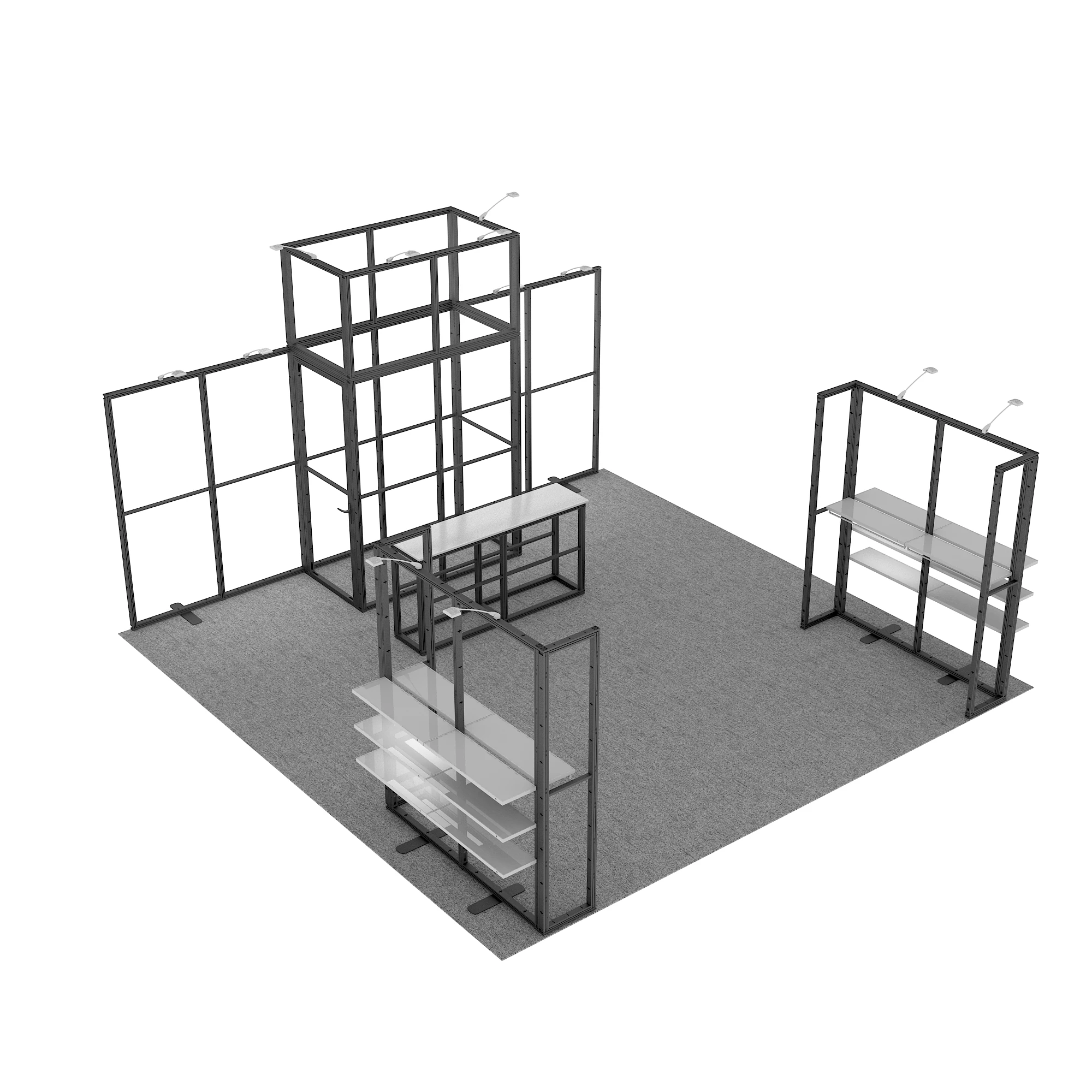Cabina espositiva modulare 20x20 Supporto per cabina grande 6x6 Espositore per stand per negozi di abbigliamento