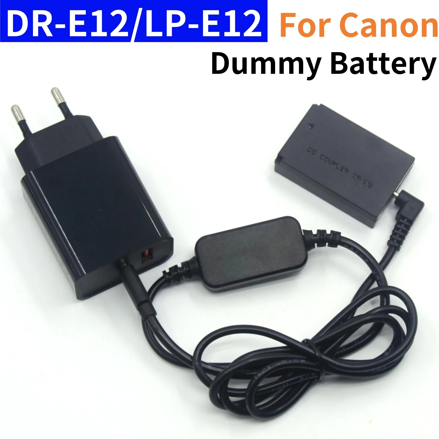 

PD Charger&LP-E12 Dummy Battery DR-E12 DC Coupler&USB-C to DC Cable for Canon EOS-M2 M10 M50 M100 M200 Camera