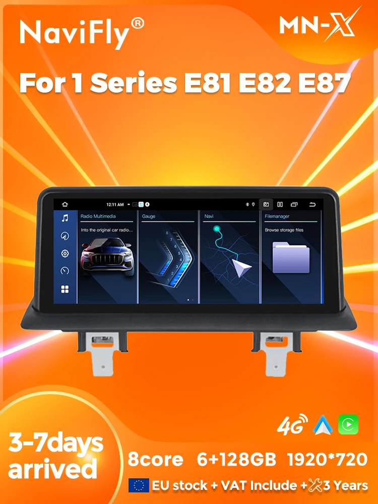 Navifly android 14 autoradio für bmw 1 series e87 e81 e88 e87 4g wifi swc drahtloses carplay auto multimedia intelligenz system