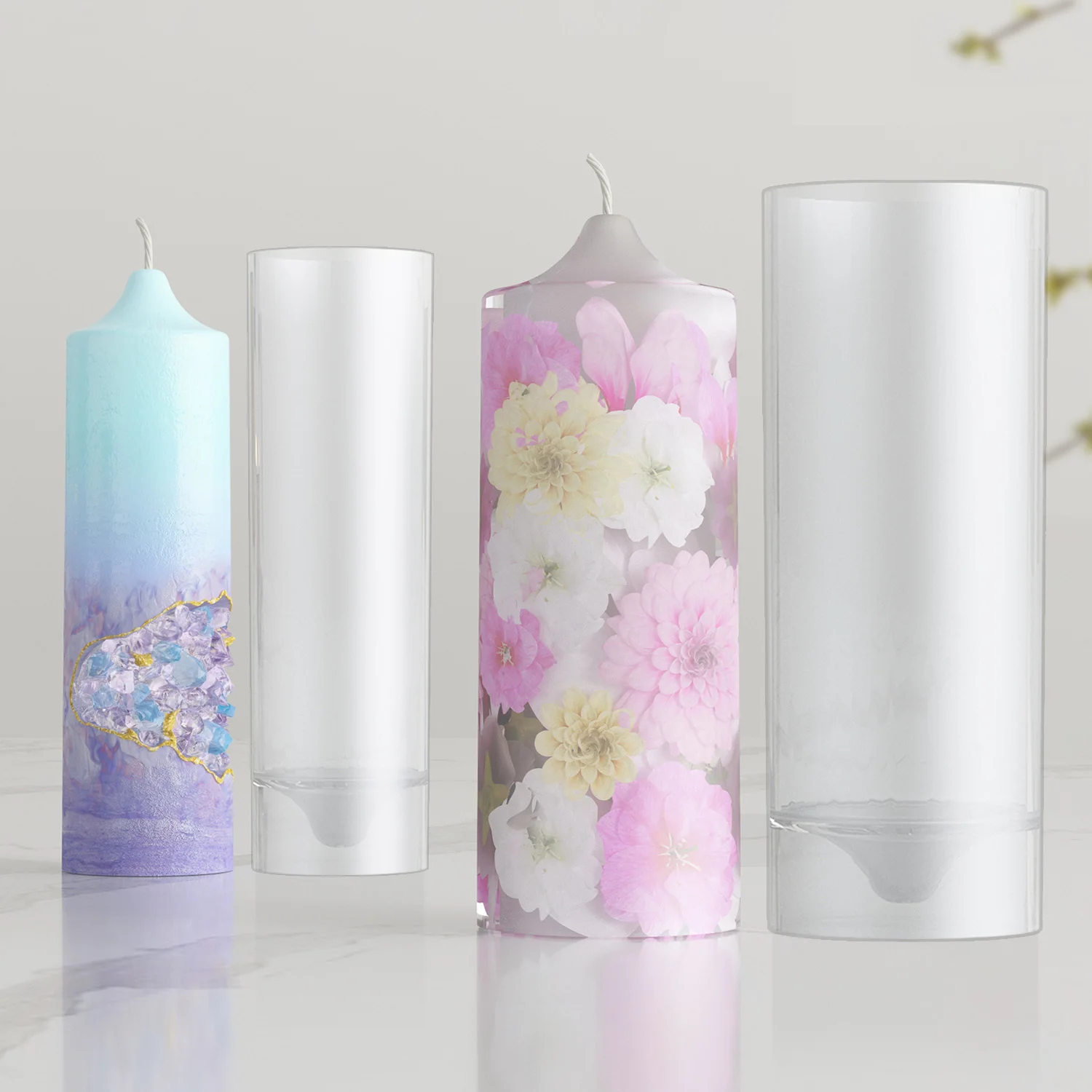 LZ027 3D Round Cylinder Plastic Candle Mold DIY Acrylic Aromatherapy Candle Molds Making Home Decoration