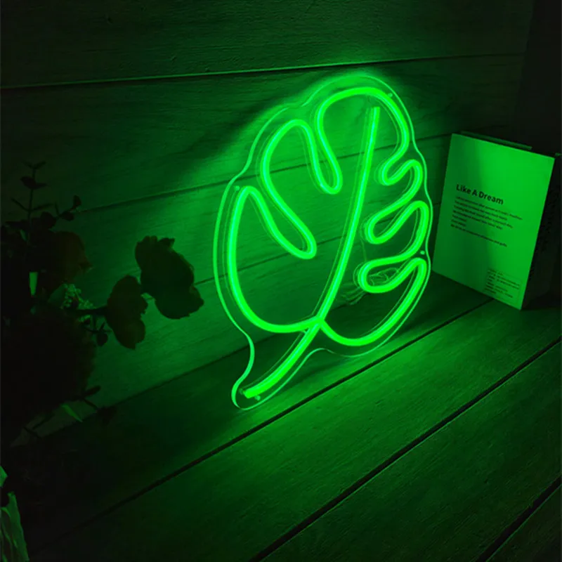 LED Custom Monstera Leaf Green Neon Sign Light Handmade Wall Decor Hangings for Room Shop Gift Home High Quality Acrylic Art