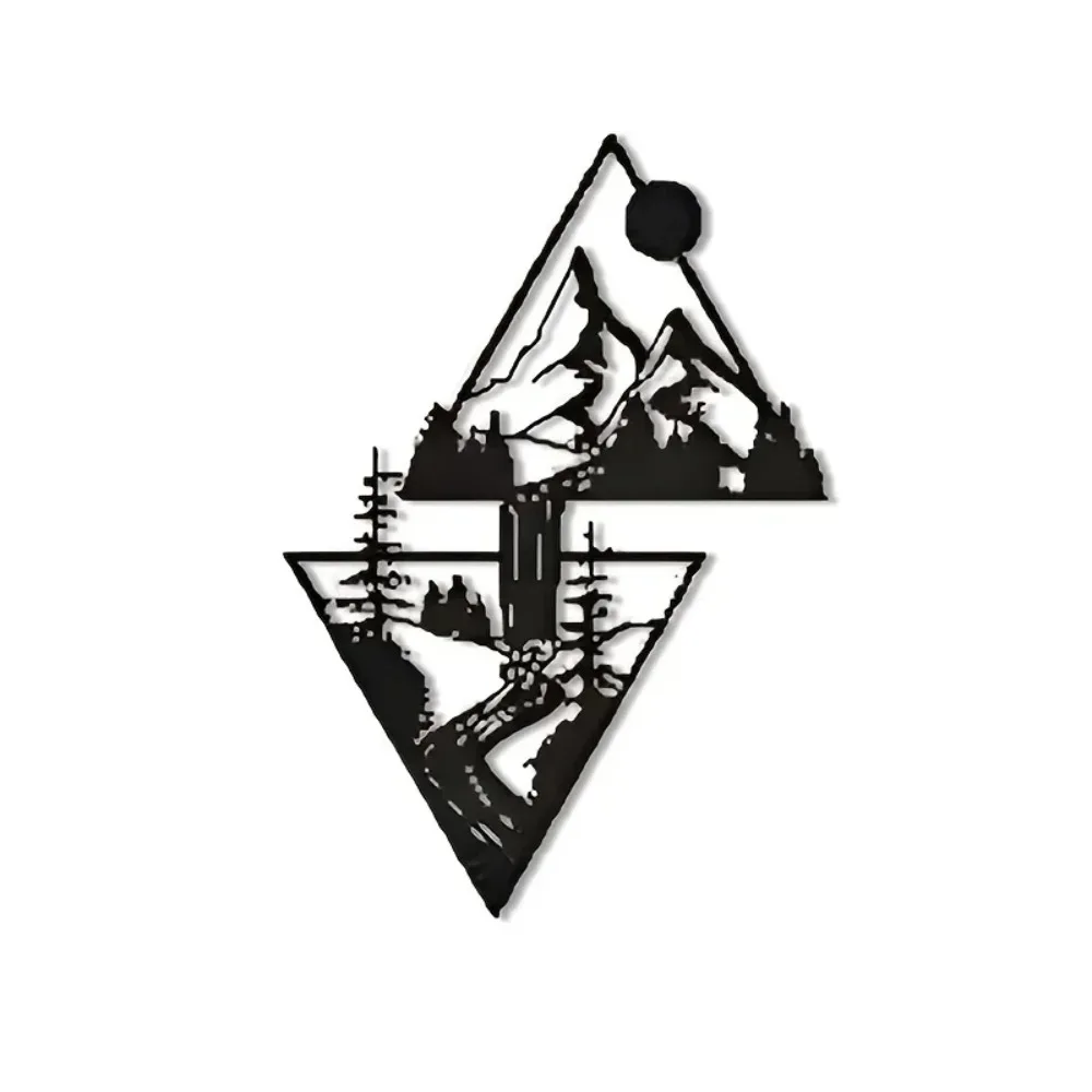 Железное настенное искусство-увлекательная сцена гор и водопада. Придаст элегантности домашнему декору в помещении и на открытом воздухе