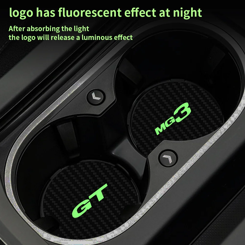 Car Cup Slot Non-Slip Mat Carbon Fiber Coaster Water Cup Holder Protection Pad Accessories For MG GT HECTOR MG3 MG5 MG7 HS ZS