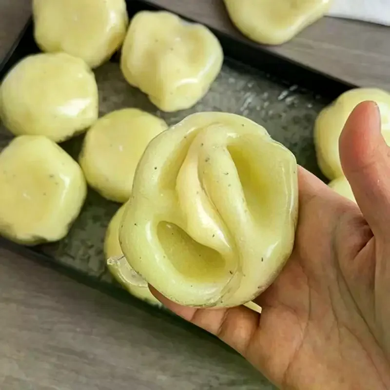 Realistic Mashed Potato Squeeze Ball, Textured Crinkle Sound Stress Relief Squeeze Toy, Sensory Fidget Toys Relaxing Gifts