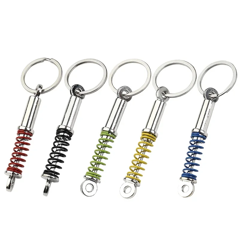 Creative Shock Absorber Metal Car Keychain Man Women Bag Pendant Car Key Ring Birthday Gift Accessories