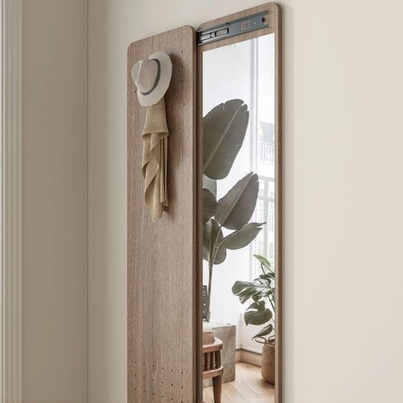 

Mirror bedroom mirror hole plate wall-mounted simple household sliding door full-length mirror storage integrated sliding door