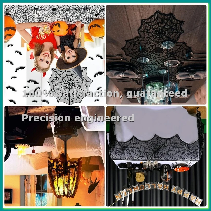 

Скатерть на Хэллоуин, полотенце для камина с паутиной, дорожка на стол с пауками, абажур, набор украшений на Хэллоуин A-A50M