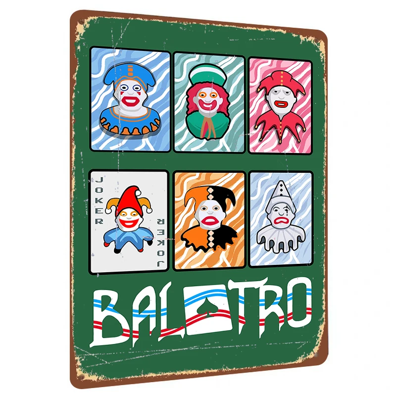 Balatro Joker Character Metal Wall Art Game Room Decor Colorful Clown Poster for Home Bar Decoration