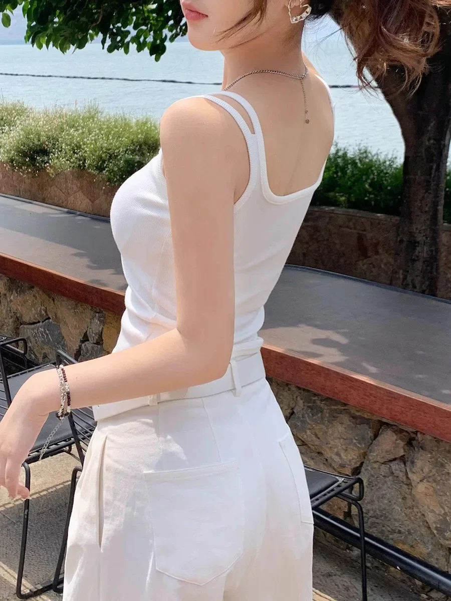 women tank top with built in bra no bra needed one piece design summer outer wear inner basic top
