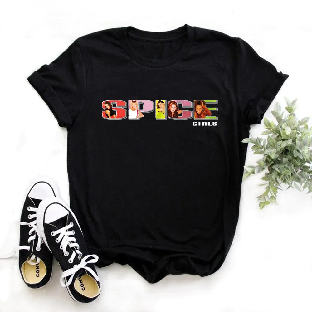 Spice Girls Womens T Shirts Summer 2024 White black Tshirt Femme Harajuku Shirt Camisetas Mujer Female T-Shirt Tops Streetwear