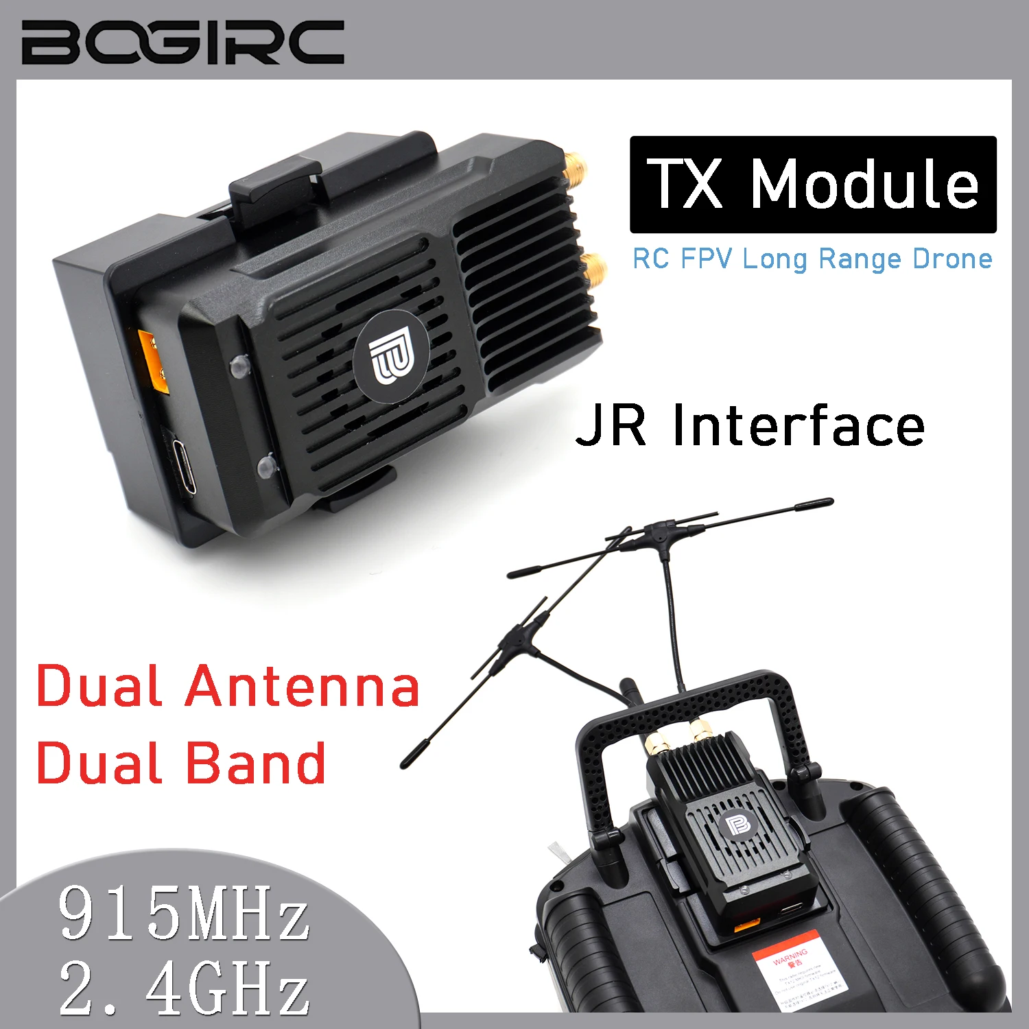 

BOGIRC 915MHz / 2.4GHz ELRS Dual Antenna Dual Band Gemini TX Module ExpressLRS for RC Long Range FPV Racing Drone DIY Accessory