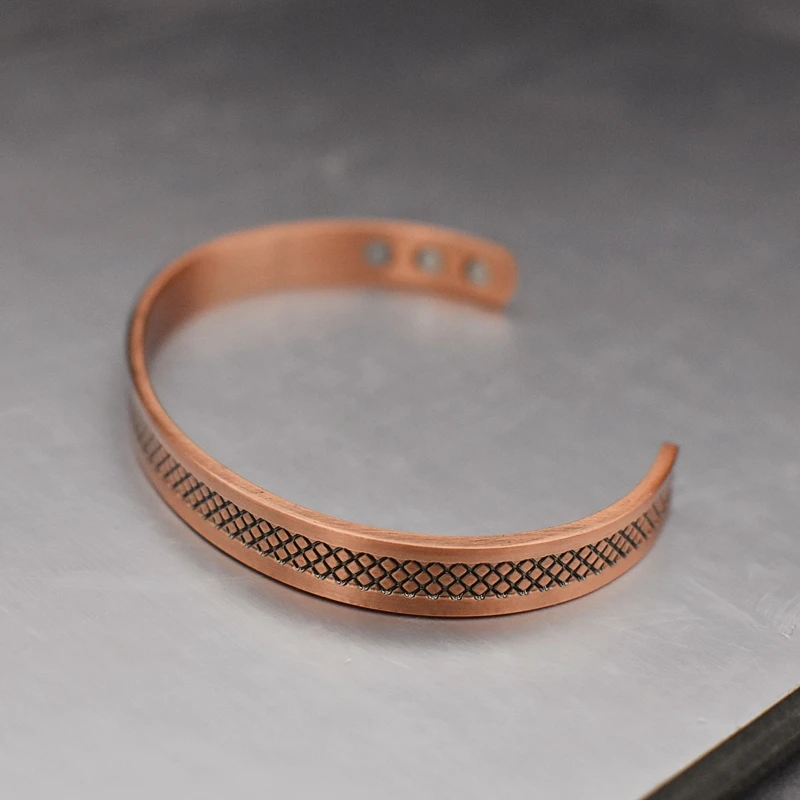 Copper Bracelets for Men, Pure Copper Magnetic Bracelet for Men with Neodymium Magnets, Adjustable Cuff Bangle Gift for Couple