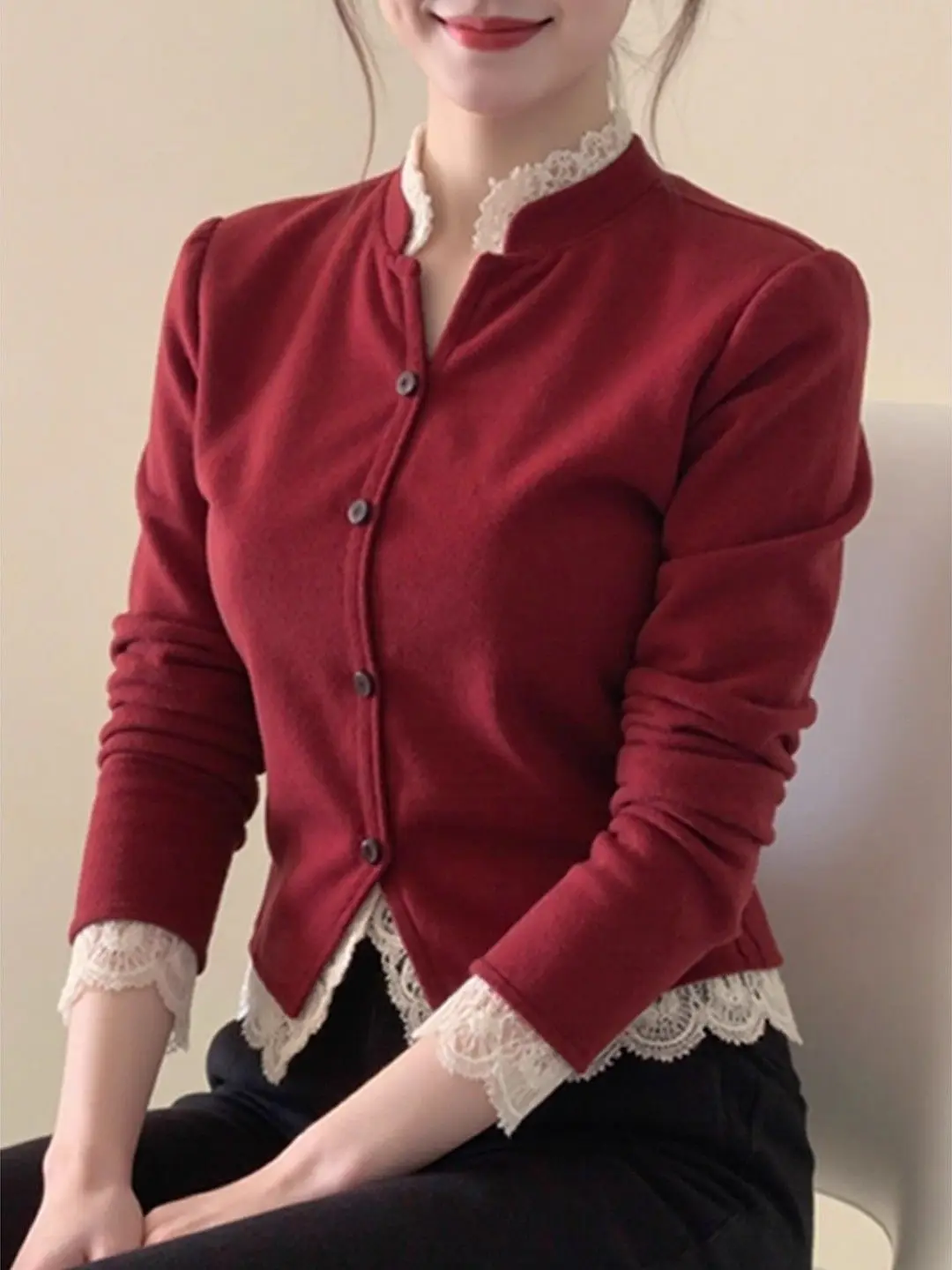 

Женское пальто Fce ort на тему красного цвета Cisas, новинка 2025, зимняя высококачественная верхняя одежда для ленивых, внутренняя одежда, китайская одежда...