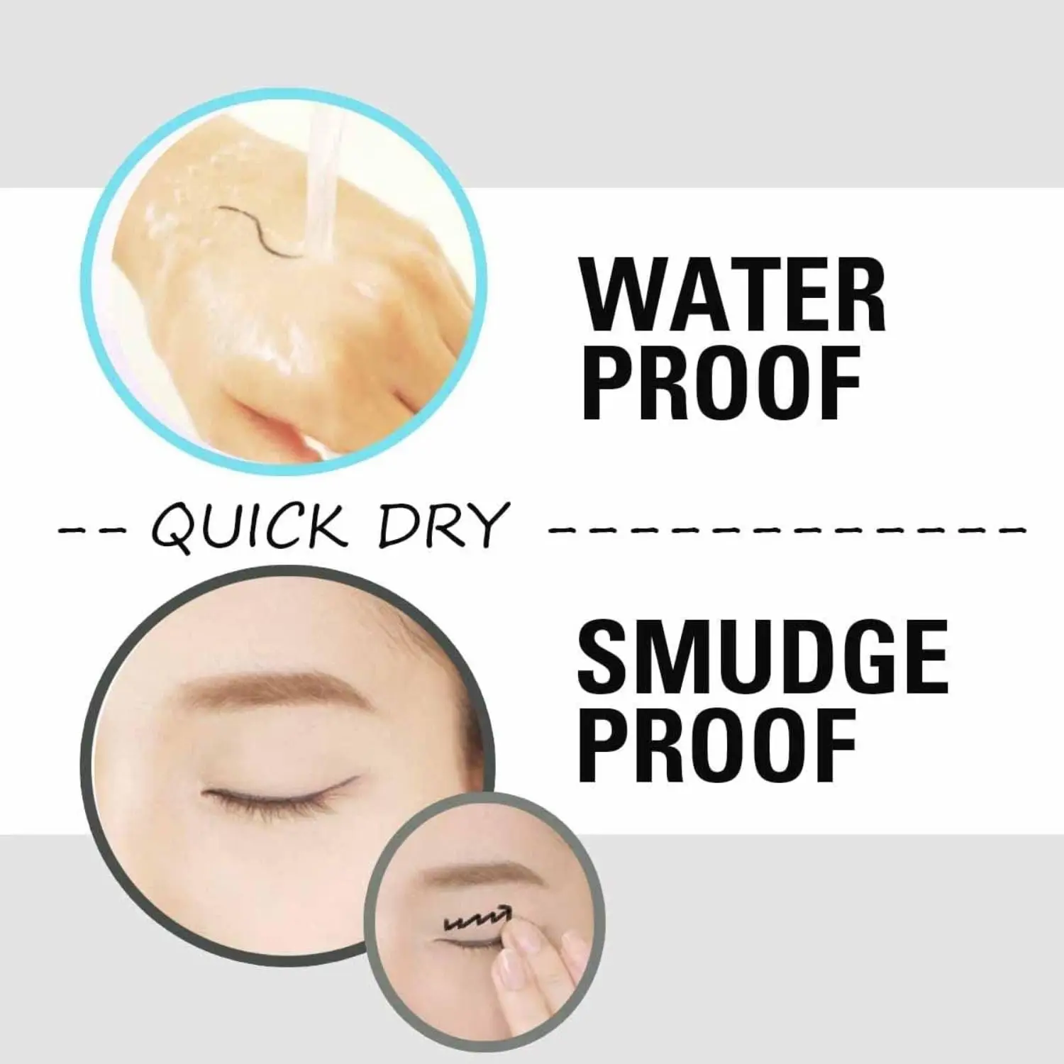 Wasserfeste Wimperntusche in Schwarz für lange lockige Wimpern + wischfreier flüssiger Eyeliner + sanfter ölfreier Entferner, 3-teiliges Set