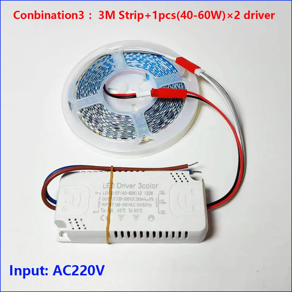 (2 وصلات لحام) 7MM-180D 5B9CX2 2835 Type-S انحناء تيار مستمر LED قطاع مع سائق LED أن تستخدم في الثريات.