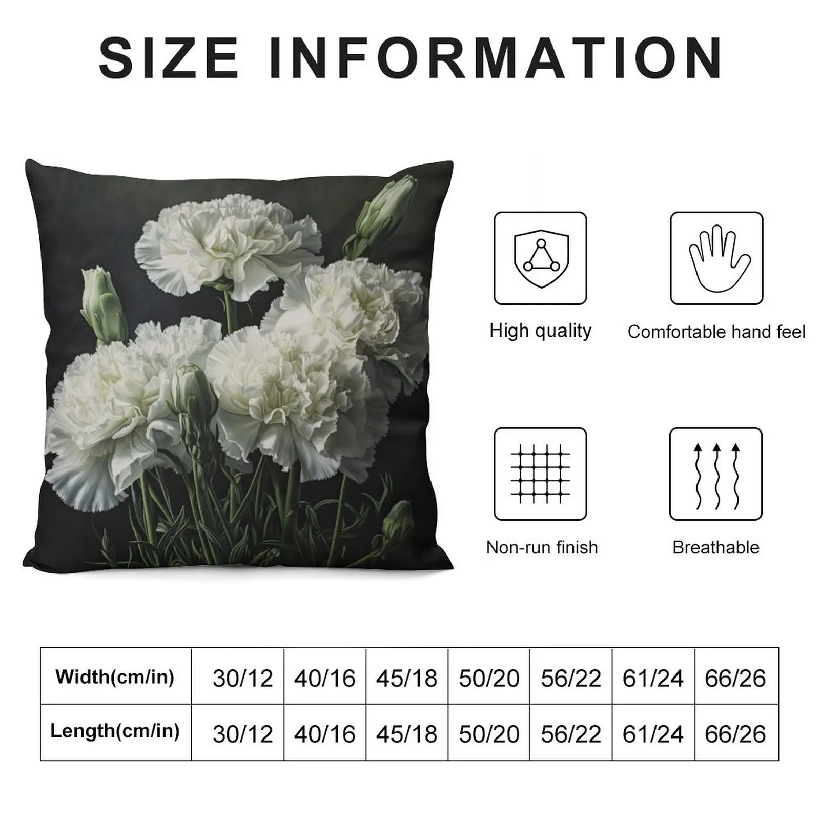 White Carnations Throw Pillow Bed pillowcases Plaid Sofa pillow