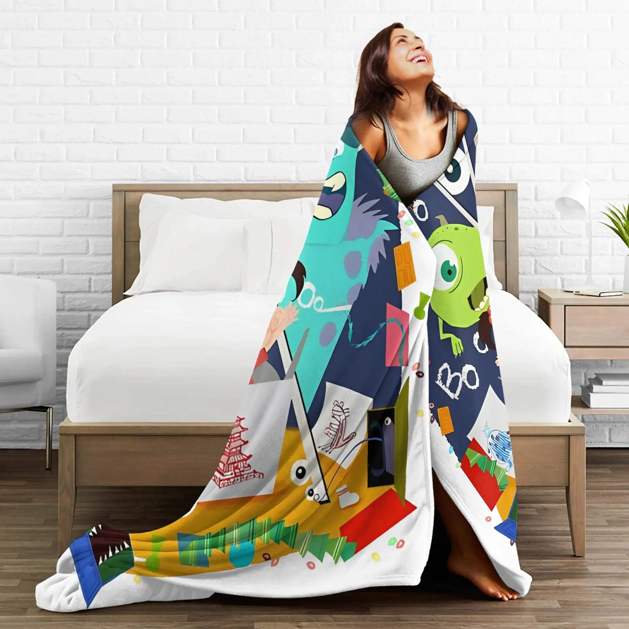 Monsters Inc. Sullivan Boo الفانيلا البطانيات مضحك الكرتون مضحك رمي بطانية لحاف 125*100 سنتيمتر الدافئة