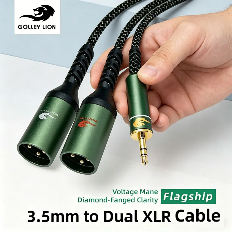3.5mm To Dual XLR Stereo Cable 1/8 Inch Mini Jack To 2 XLR Male Y Splitter Adapter Cord for Laptop PC Smartphone Speaker Etc
