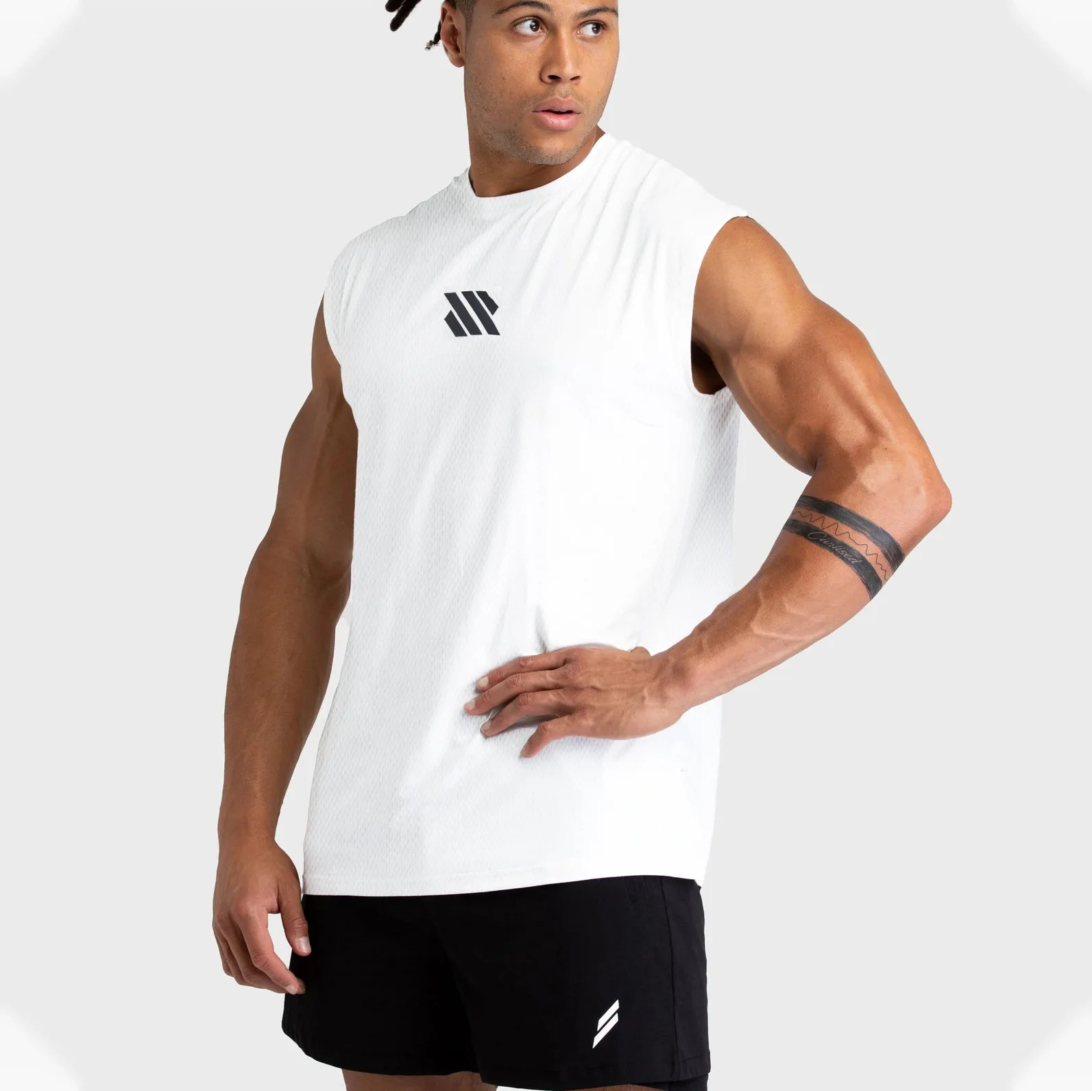 Men's Wide-Shoulder Sleeveless T-Shirt, Sports Vest, Fitness Clothes, Training Brothers Show Off Muscles, Loose Waistcoat, Summe