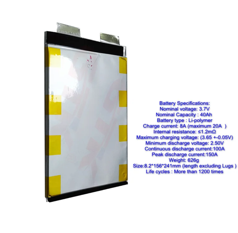 Gtk ternario 3,7 V 30Ah 40Ah 50Ah 60Ah li batería de iones de litio baterías rectángulo bolsa celular células lipo li-po paquete de polímero