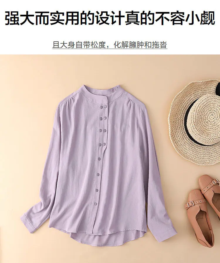 

Хлопковая двубортная рубашка с длинным рукавом и воротником, женская весенне-осенняя новая модная повседневная рубашка, темпераментный возрастной топ