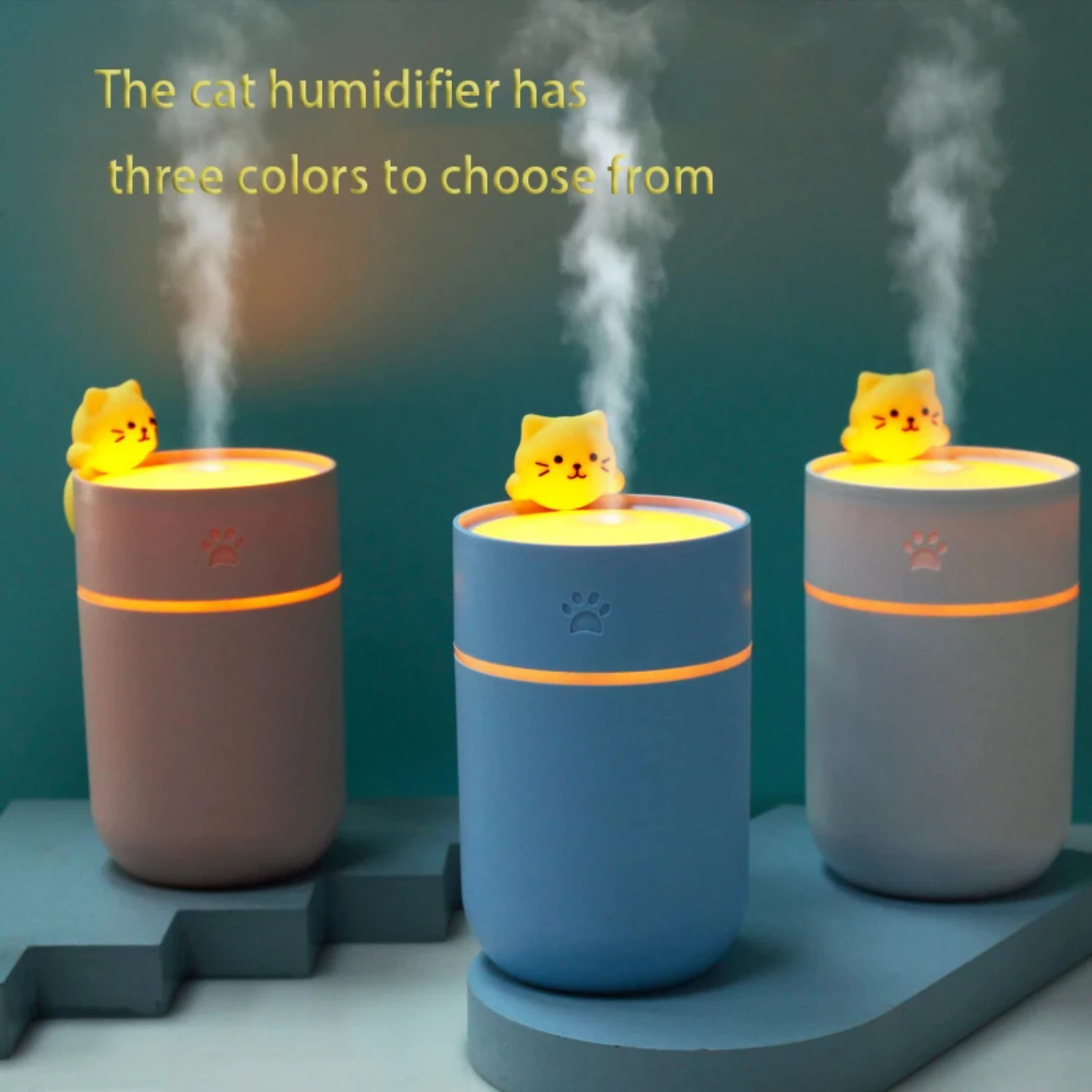 

Air Humidifier Aromatherapy Machine Cartoon Cat Diffuser With Night Light USB Cold Maker Fresh Air Purifier