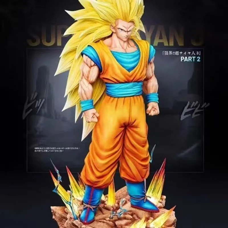 

New 37cm Dragon Ball Anime Figures Ssj3 Son Goku Figure Super Saiyan 3 Goku Pvc Collection Model Gifts Toys Hands Replacement