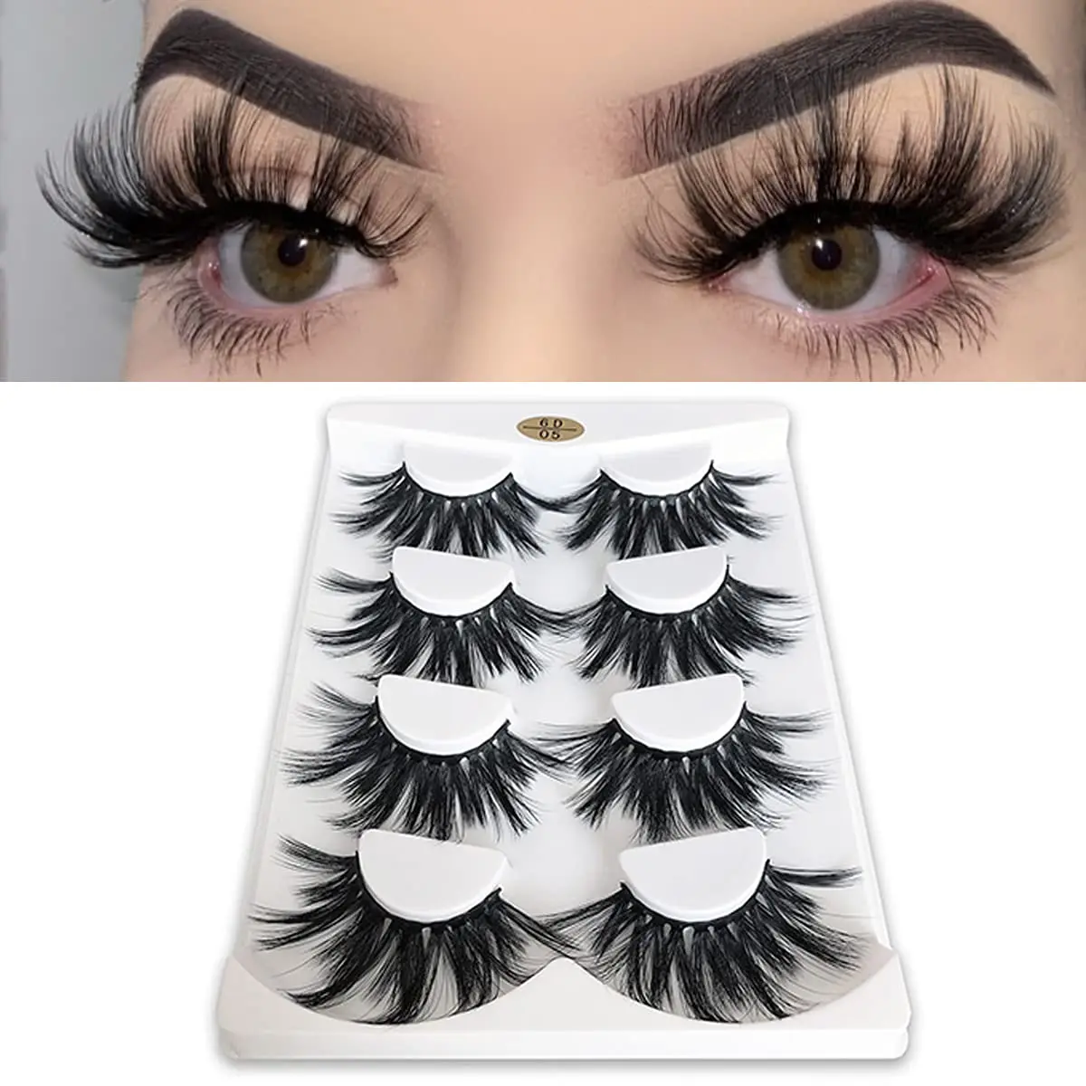 25mm Dramatic 6D Faux Mink Lashes, Fluffy Volume Eyelashes, Thick Crossed Long Lashes for Special Occasions