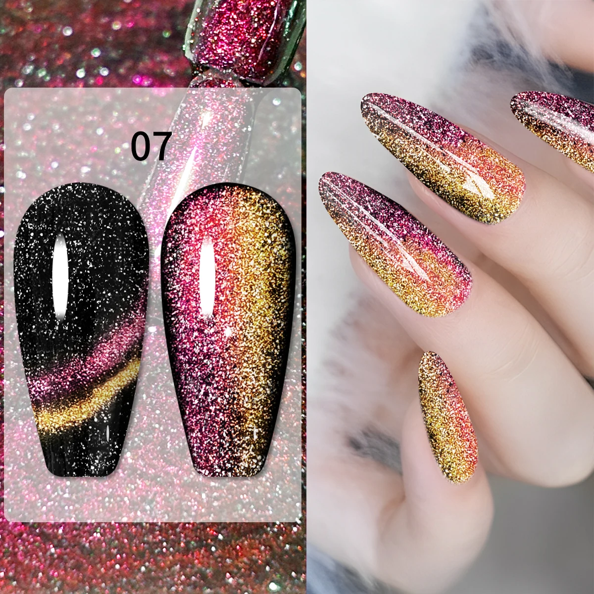Faandin 7ml Single Bottle, Colorful Patterns, Rich and Diverse Light Changes, Aurora Starry Sky Cat Eye Gel Nail Polish Gift Box, Wear-Resistant, Long-Lasting and Firm, Not Easy to Fall Off, DIY Light Changes with Magnetic Stick, Red Series Cat Eye Nail Polish Set, Perfect Gift for Proms, Parties, for Mom or Girlfriend, Easy Operation, Nail Salon Wholesale Special Nail Polish Gel