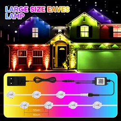 15/150M RGB Eaves LED Lights Permanent Outdoor Lights String Bluetooth Kit Waterproof RGB Full House Christmas Wedding Light