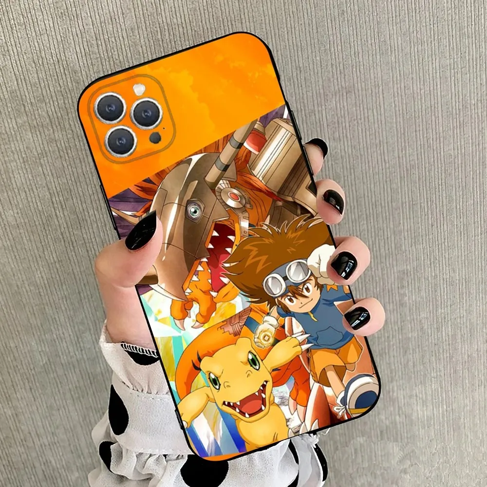 Anime D-Digimon Adventure  Phone Case For iPhone 15,14,13,12,11,Plus,Pro Max,XS,X,XR,SE,Mini,8,7 Soft Silicone Black Cover