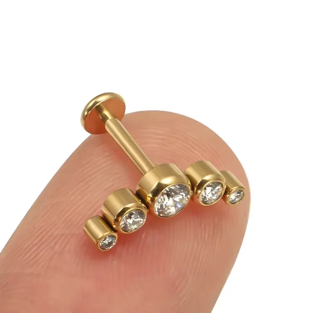 F136 Titanium Cz Fire Opal Lip Ring Cluster Ear Cartilage Tragus Helix Lobe Earrings Labret Punk classic Piercing Body Jewelry